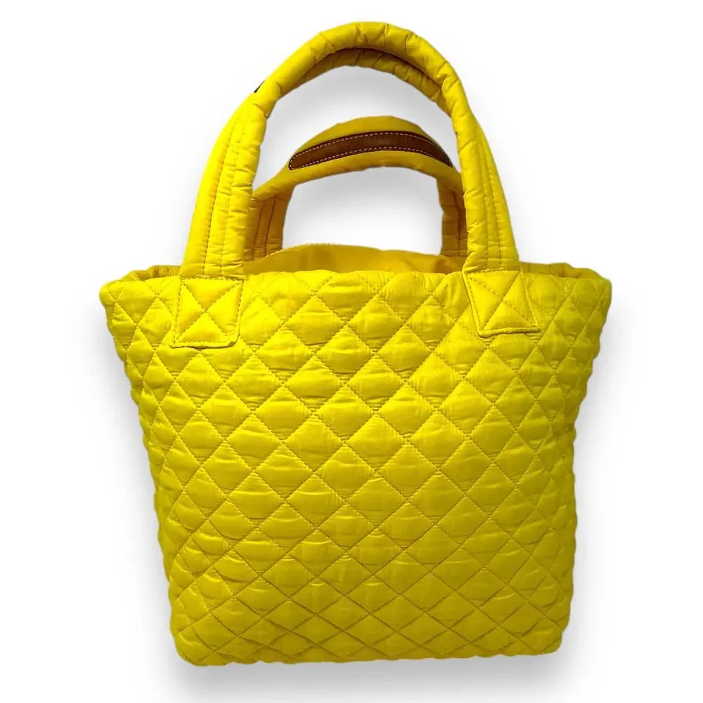 MZ Wallace Metro Tote Mini Quilted Travel Bag Sunflower Yellow Nylon Leather
